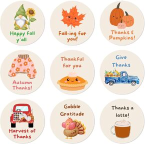 Mobiusea Creation Happy and Fun Fall Stickers | Assortments 9 Designs | 1.4 inch | Fun and Cute Autumn Words | Waterproof | 135-Pack Autumn Stickers, Thanksgiving Stickers, Happy Fall Stickers