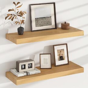 Floating Shelves for Wall, USA-Sourced Maple Wood 36 Inch Long Wall Shelves Set of 2, Natural Wooden Wall Mounted Picture Ledge Shelf, Nursery Book Storage Shelf Kids Bookshelf, Display Shelf