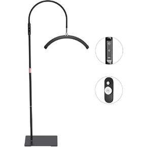 Lash Light for Lash Tech, LED Half Moon Light for Eyelash Extensions, Skincare, Tattoo, Nail and Make up, Adjustable Brightness and Height, Two Control Methods (Black)
