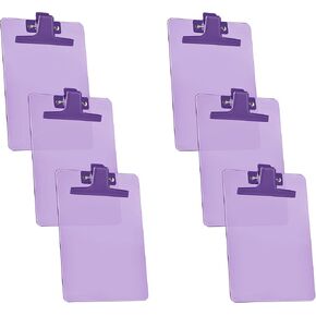 Acrimet Clipboard Memo Size A5 (9 1/4" x 6 1/3") Premium Metal Clip (Plastic) (Purple Color) (6 Pack)