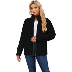 Women's Fleece Sherpa Jacket Fuzzy Zip Up Long Sleeve Casual Coat Soft Warm Fleece Jacket Outerwear With Pockets