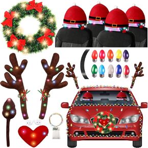 زينة عيد الميلاد LED للسيارة، زينة سيارة عيد الميلاد المضيئة، ديكور سيارة عيد الميلاد، إكليل سيارة عيد الميلاد (مجموعة أرجل قزم، كبيرة) in Kuwait