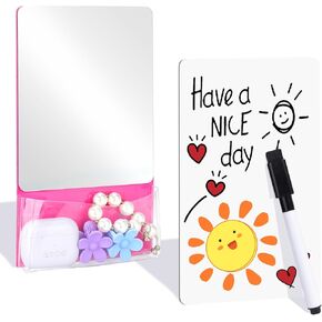 XANGNIER School Locker Accessories for Girls with Magnetic Locker Mirror,Magnetic Whiteboard and Markers,Locker Decorations Stuff,Magnets Organizer Backing,Back to School Essentials,Pink