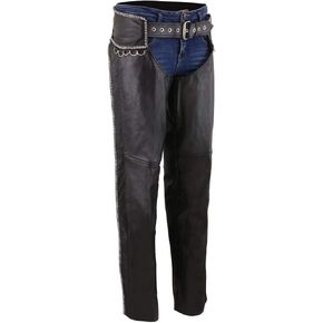 Milwaukee Leather Chaps for Women Black Naked Skin Rhinestones Bling D-Rings Detailing Motorcycle Chap - MLL6502