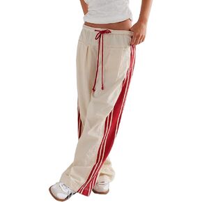 بنطلون هدسون كانيون للسيدات بنطال رياضي مخطط جانبي برباط الخصر بنطلون عالي الارتفاع مع جيوب in Kuwait