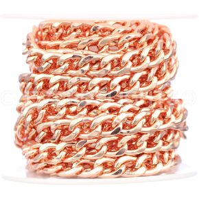 CleverDelights Curb Chain - 6x8mm Link - 10 Feet - Rose Gold Color