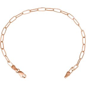 14k Rose Gold 3mm Paper Clip Link Bracelet