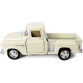 KiNSMART 1955 Chevrolet Step Side Pickup Truck, 1:32 Scale, Die Cast Metal, White, 5 Inch