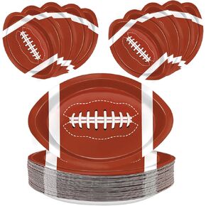 50Pcs Football Shaped Disposable Paper Plates Football Plates Football Party Supplies for Football Party Decorations Gameday Tailgate Party Decorations