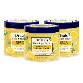 Dr Teal's Shea Sugar Body Scrub, Rose with Essential Oil, 19 oz (Pack of 3) (Packaging May Vary)