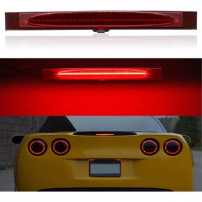 LED Third 3rd Brake Lights Compatible with Corvette C6 2005-2013,F1 Style Strobe Rear Center Tail Light High Mount Brake Lamp Stop Light Assembly (Red Len)
