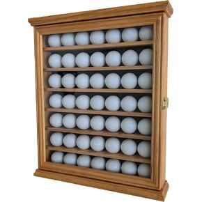 49 Golf Ball Display Case Cabinet Solid Wood Golf Ball Holder Wall Mounted 7 Shelves Golf Ball Display Rack with UV Protection Lockable Real Glass Door for Golf Enthusiast Collectibles Black Finish in Kuwait