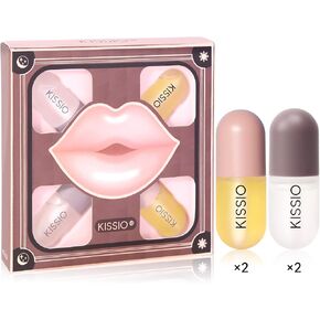 KISSIO Lip Plumper Set,Natural Lip Plumper,Lip Care, Derol Lip Plumper Gloss,Lip Moisturizing Beautiful,Day Ues And Night Ues Set,4PCS Lip Plumper Gloss,5.5 ml*4