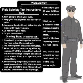 3 PCS Metal Standardized Field Sobriety Test Instruction Card SFST/HGN Card, Aluminum SFST Card for Law Enforcement, Police, Trooper, DWI Card (3 PCS)