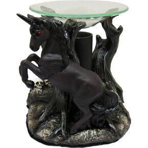 DWK - Essence of Sorcery - Collectible Black Unicorn Dark Magic Forest Mystical Fantasy Oil Burner Wax Melter Tart Warmer Scent Diffuser Lamp, 5.5-inch