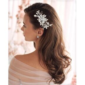 LOVFOIVER لؤلؤة العروس الزفاف مشط الشعر زهرة الفتيات خصلات الشعر الراين إكسسوارات الشعر مقاطع للعرائس ووصيفات العروس