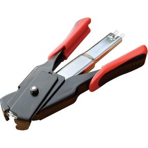 LEM Products Spring-Loaded Hog Ring Pliers, 100 Galvanized Steel Rings, Red and Black