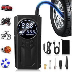 Tire Inflator Portable Air Compressor - DC 12V Dual Power Smart Air Pump for Car Tires with Digital Pressure Gauge (150PSI) for Cars, Motorcycles, Bikes, Balls, Swim Rings, etc.