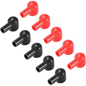 uxcell Battery Terminal Insulating Rubber Protector Covers for 20mm Terminal 10mm Cable Red Black 5Pairs