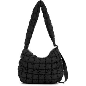Oweisong Women Puffer Tote Bag Puffy Quilted Handbag Tote Lightweight Carryall Bag Large Hobo Crossbody Bag