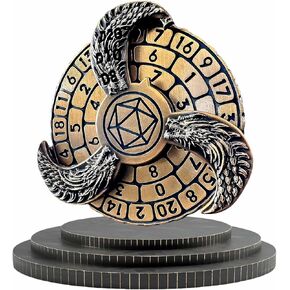 D&D Themed Fidget Spinner, dice Spinner, D4,D6, D8, D10, D12,D20,D% 7-in-1 Metal dice, Perfect for D&D Dungeons and Dragons, RPG and Pathfinder Role Playing Games (Gold)