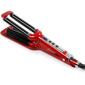 Ceramic Hair Crimper Iron Hair Waver 3 Barrel 0.6 inch / 16mm Perm Instant Curls Crimping Hair Curling Iron Valentines Day Gifts for Women Professional Crimping Iron (Gold & White)