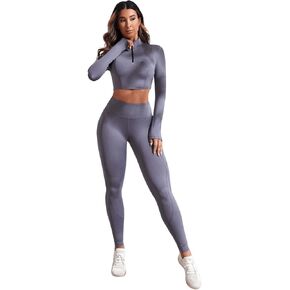 ملابس رياضية نسائية من SweatyRocks مكونة من قطعتين قمصان قصيرة الأكمام وبنطلون يوجا عالي الخصر ملابس رياضية