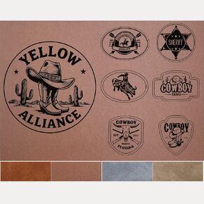 [24x10 Large Laserable Leatherette Sheets - Heat Transfer Backing for Engraving, 5PCs Faux Leather Patches for Hat/Jacket/Backpack (Light Brown)