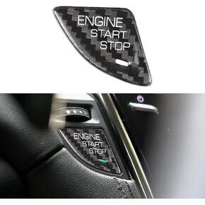 QianBao Compatible with Start Stop Button Cover Carbon Fiber Keyless Car Engine Push Start Ignition Switch Sticker for Cadillac ATS ATS-L Red