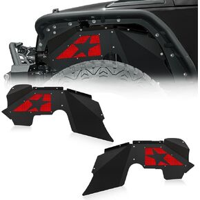 Front Inner Fender Liners Compatible with 2007-2018 Jeep Wrangler JK & JKU Unlimited Sport Sahara Rubicon, Bolt-on Style Fenders Flares Steel Wheel Well Cover Mud Guards (2/4 Doors)