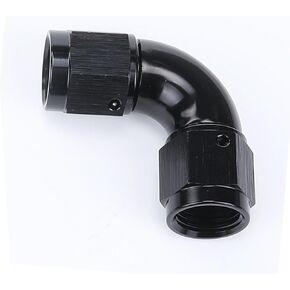 Aluminum 90 Degree -16 AN Female to 16AN Female One Piece Full Flow Hose Coupler Fitting 1-5/16-12 JIC 16 Double Swivel Connector, Black