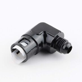Aluminum 90 degree 3/8'' 9.52mm Female EFI Electronic Fuel Injection Push-On Quick Connect Adaptor to -8 AN AN8 Fuel Line/Rail Hose Fitting, Black