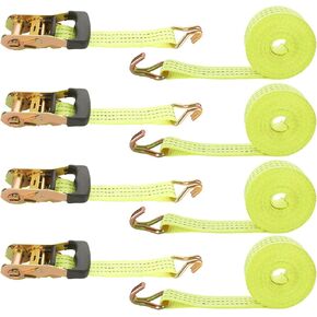 HNBun 4Pack Ratchet Straps Heavy Duty, 1.5in x 20Ft Ratchet Tie Down Straps, 4400 LB Break Strength Ratchet Cargo Straps with Double J Hook for Moving Cargo, Motorcycle, Appliances, Lawn Equipment