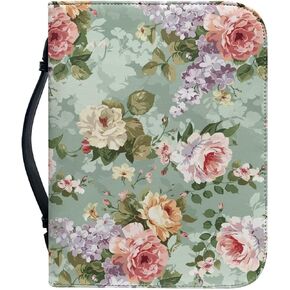 Religious PU Leather Bible Cover Purple Daisy Gift for Men Women Bible Holder Bag Gifts for Pastor Friends Church Carrying Bags with Durable Handle