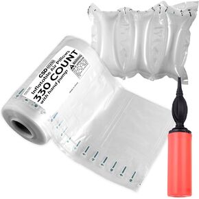 330 Count 4x8 Inflatable Air Pillows for Shipping - Hand Pump Included - Air Pillows for Packaging - Air Bags for Packing - Air Pillow machine Not Required