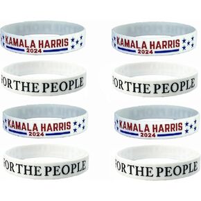 8 Pcs 2024 Kamala Bracelet Rubber Bracelets Unisex-Style Inspirational Motivational Wristbands Harris Silicone Bracelets for Men Women