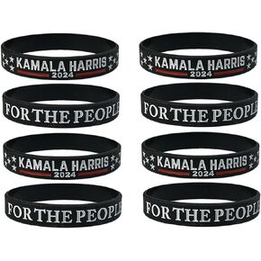 8 Pcs 2024 Kamala Bracelet Rubber Bracelets Unisex-Style Inspirational Motivational Wristbands Harris Silicone Bracelets for Men Women