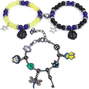 SONGCHANGJEWELRY Wybie with Coraline Matching Bracelets for Couple Best Friend - Buttons Charms, Horror Movie Cosplay Costume Accessories - Birthday Memorial Day Gifts for Women Men Fans
