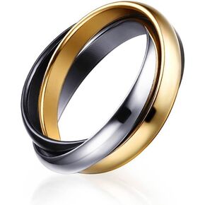 MYNENEY Women Minimalist Promise Ring Triple Interlocked Rolling Rings Size 4-12