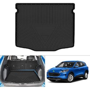 Cartist Compatible with Cargo Liner Ford Escape 2020 2021 2022 2023 2024 2025 All Weather Rear Trunk Liner Mat Waterproof TPE 3D Black