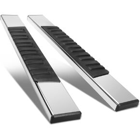 DNA MOTORING 6 Inch Wide Flat Running Boards Side Step Bars Compatible with 19-25 Silverado Sierra 1500/20-25 Silverado Silverado 2500HD 3500HD Extended Cab, STEPB-A-0010