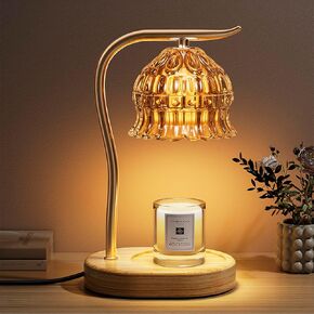 Candle Warmer Lamp with Timer, Vintage Flower Candle Lamp Warmer, Electric Dimmable Lamp Candle Warmer with 2 Bulbs for Scented Jar Candles, House Warming Gifts for Mom Women Home Room Office Decor