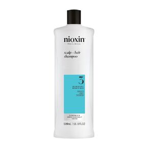Nioxin System 3 Scalp Cleansing Shampoo with Peppermint Oil, Treats Dry and Sensitive Scalp, Dandruff Relief and Anti-Hair Breakage, For Color Treated Hair with Light Thinning, 33.8 fl oz