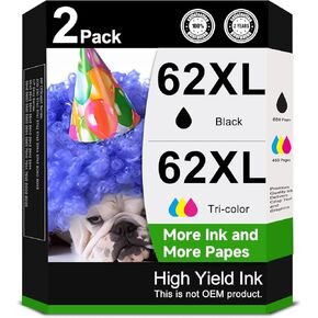Remanufactured Ink Cartridge Replacement for HP Ink 62 62xl Ink Cartridge Combo Pack (1 Black and 1 Color) Use with 5540 5542 5545 5640 5642 5660 5664 5665 7640 7645 8000 200 250 5740 5742 Printer
