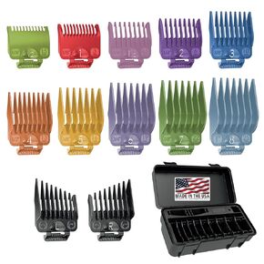 Wahl Clipper Genuine Smooth Cut Guide Comb Set with Hair Clipper Guard Organization Caddy, 12 Full Size Guards from 1/16" to 1" for Increased Cutting Performance and Convenient Storage - 3291, Black