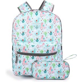 Tilami 20L Basic Backpackfor School Boys and Girls,17 inch Laptop Backpack for Travel,2 Padded Compartment,Water Resistant Bookbag,Alpaca Blue