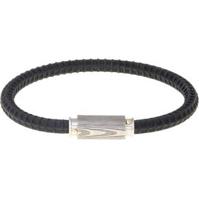 Metro Jewelry Black Silicone Bracelet for Men with Damascus Steel and Gold Tone Ion Plating - 9 Inches Long 5.6 mm Wide
