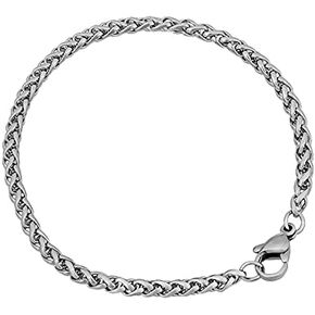 LZD 316 Stainless Steel Wheat Bracelet Lobster Clasp Silver 6.7" 7" 7.4" 3mm Z187