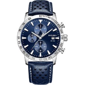 Mens Business Casual Watches Leather Band, Men's Watch with Chronograph Display, Men's Wrist Watches with Day Date Elegant Gift for Men