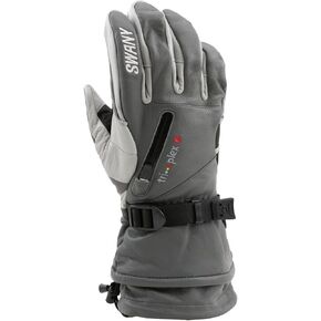 Swany Men's X-Calibur Sports Insulated Warm Durable Breathable Flexible Waterproof Leather Winter Ski Gloves, Black/Silver White, Large